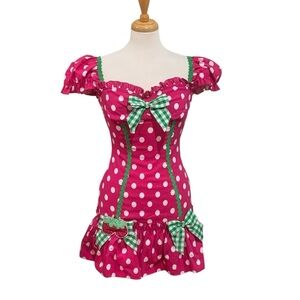 Vntg Y2K leg Ave raspberry tart mini dress costume
